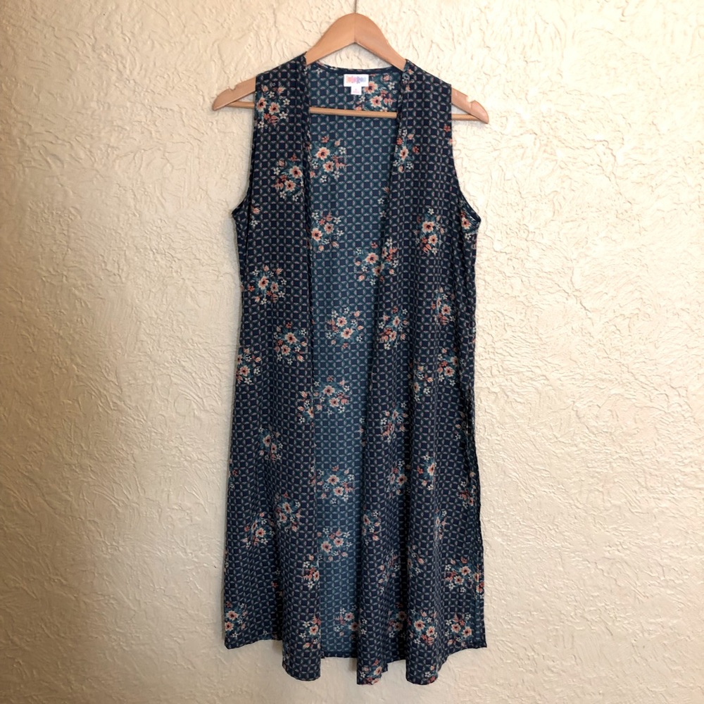 Lularoe Joy Long Vest Duster Floral Small